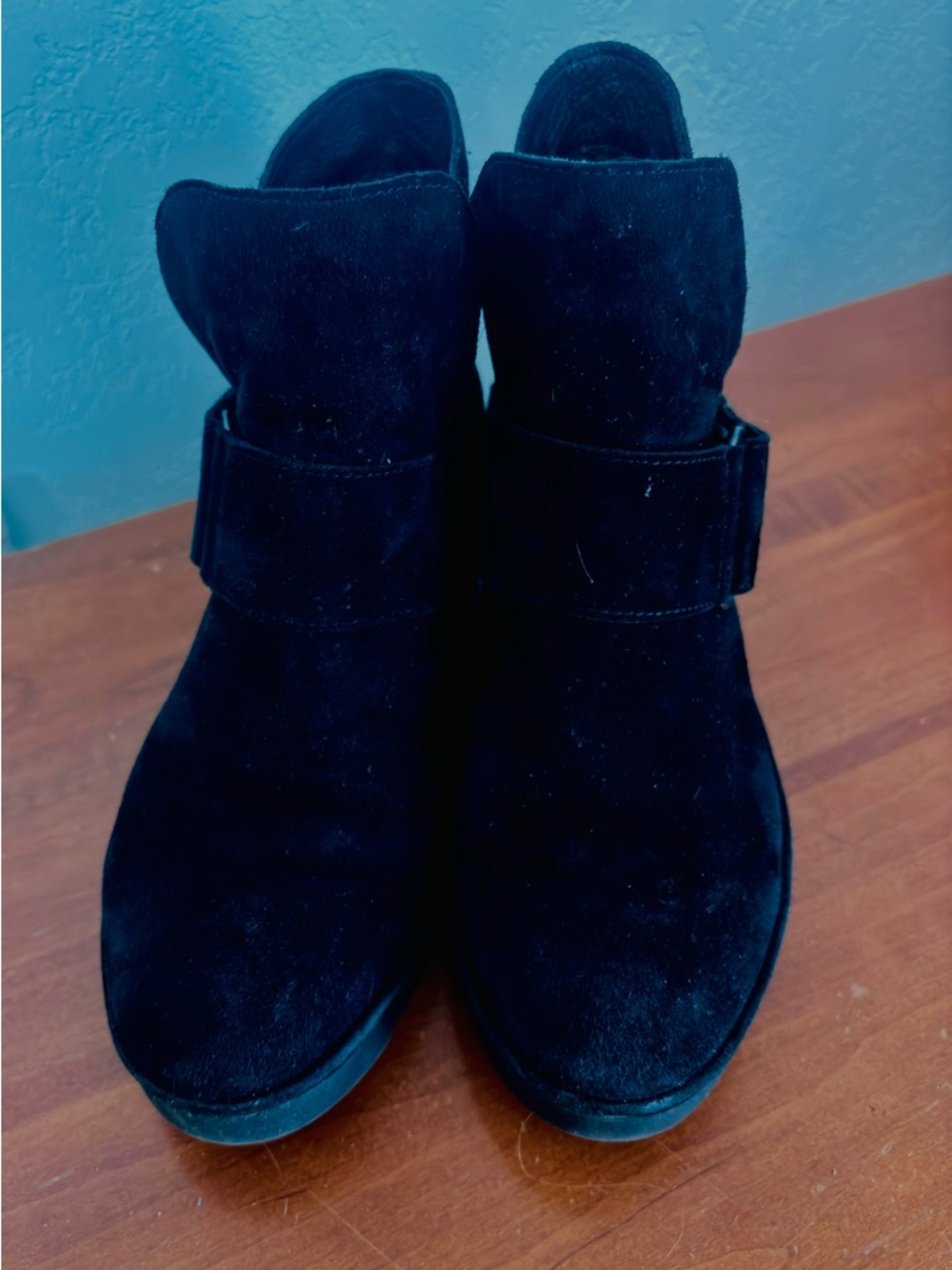 Fly London Black Suede Wedge Ankle Booties - Picture 3 of 6